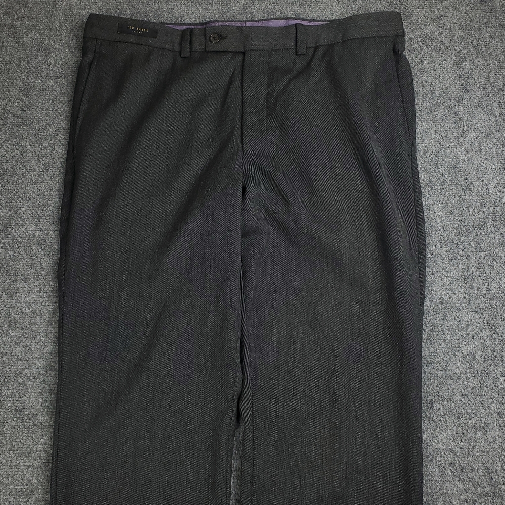 Ted Baker Julian Wool Dress Pants Mens 38R Gray Twill Formal Lightweight Chino - Picture 3 of 14